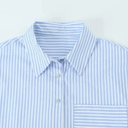 TRAF Stripe Shirt Dress Women  Fashion Loose Long Dresses For Woman Clothing Irregular Casual Dress Vintage Ladies Dresses