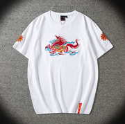 Embroidered short sleeved men pure cotton t shirt men clothing large size national tide summer