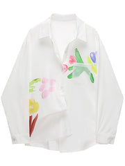 Loose Printing Shirt Female Clothing Long Sleeve Lapel Single Breasted Fashion Woman Blouses Trend  New