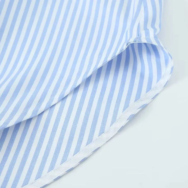 TRAF Stripe Shirt Dress Women  Fashion Loose Long Dresses For Woman Clothing Irregular Casual Dress Vintage Ladies Dresses