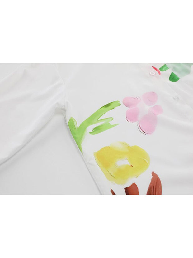 Loose Printing Shirt Female Clothing Long Sleeve Lapel Single Breasted Fashion Woman Blouses Trend  New