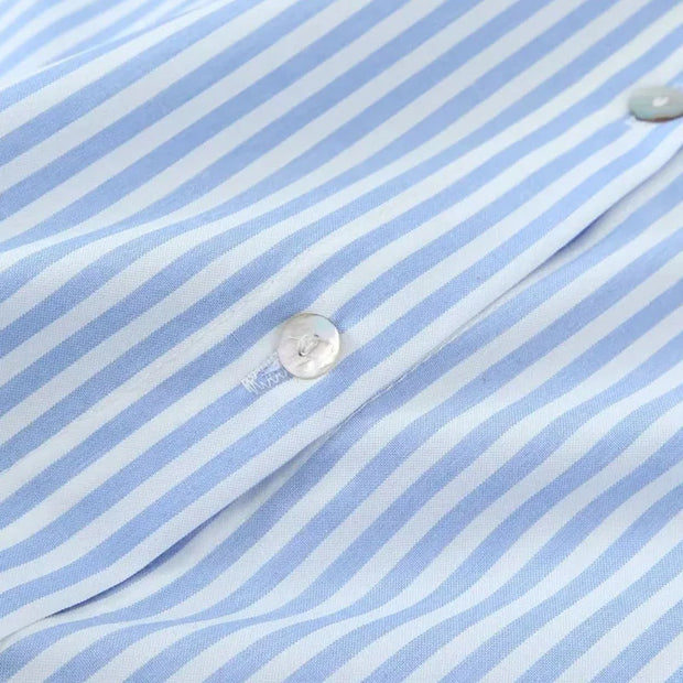 TRAF Stripe Shirt Dress Women  Fashion Loose Long Dresses For Woman Clothing Irregular Casual Dress Vintage Ladies Dresses