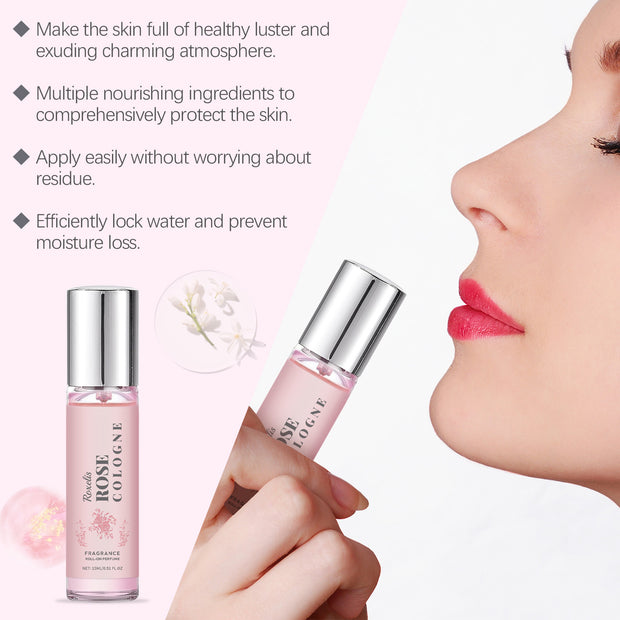 Rose Elegant Roll-On Perfume Women's Wrist Long-Lasting Light Fragrance Fresh Floral Roses Keep Perfume Perfume